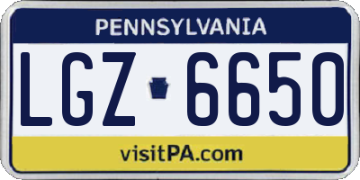 PA license plate LGZ6650