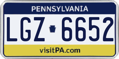 PA license plate LGZ6652