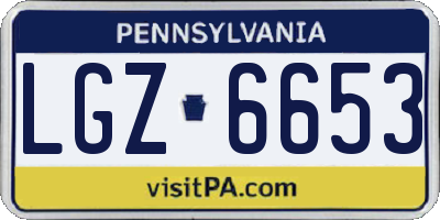 PA license plate LGZ6653