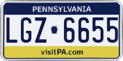 PA license plate LGZ6655