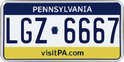 PA license plate LGZ6667