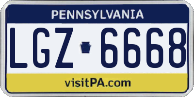 PA license plate LGZ6668