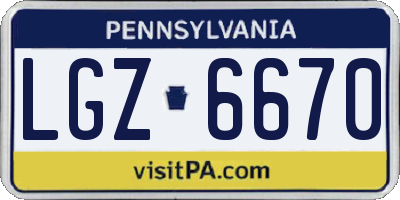 PA license plate LGZ6670