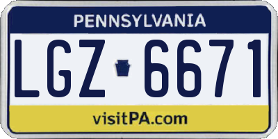 PA license plate LGZ6671