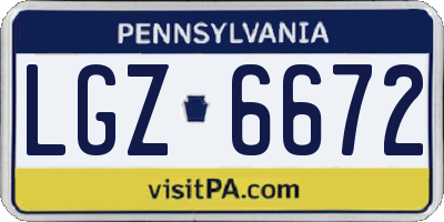 PA license plate LGZ6672