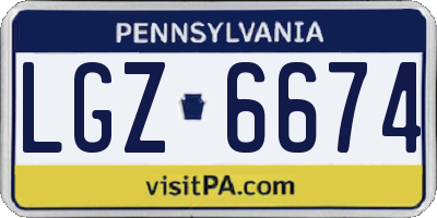 PA license plate LGZ6674