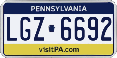 PA license plate LGZ6692
