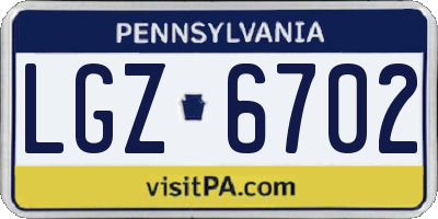 PA license plate LGZ6702