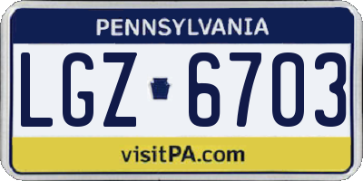 PA license plate LGZ6703