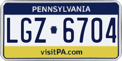 PA license plate LGZ6704