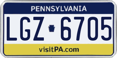 PA license plate LGZ6705