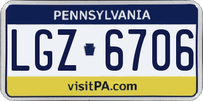 PA license plate LGZ6706