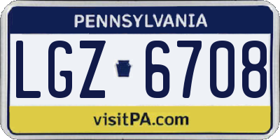 PA license plate LGZ6708