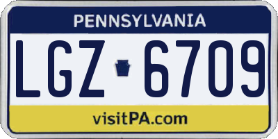 PA license plate LGZ6709