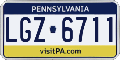 PA license plate LGZ6711