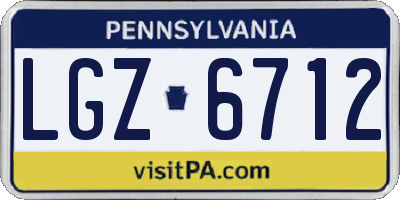 PA license plate LGZ6712
