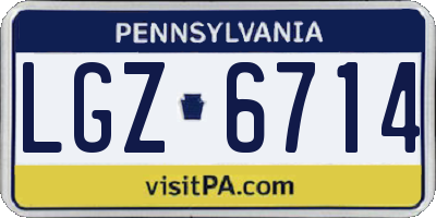 PA license plate LGZ6714