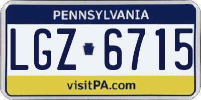 PA license plate LGZ6715