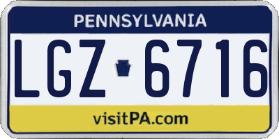 PA license plate LGZ6716