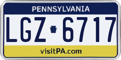 PA license plate LGZ6717
