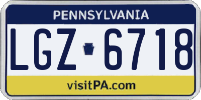 PA license plate LGZ6718