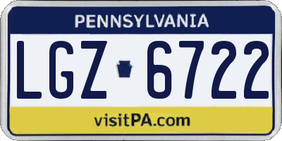 PA license plate LGZ6722