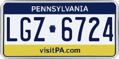 PA license plate LGZ6724
