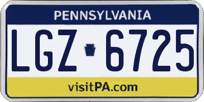 PA license plate LGZ6725