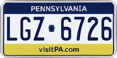 PA license plate LGZ6726