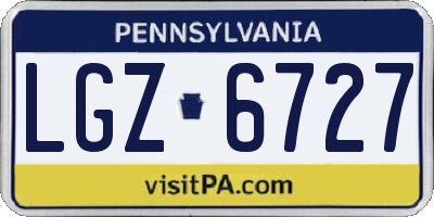PA license plate LGZ6727