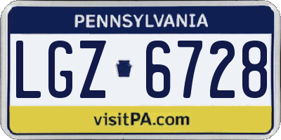 PA license plate LGZ6728