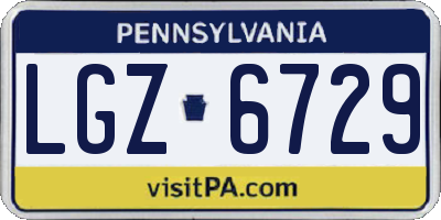 PA license plate LGZ6729