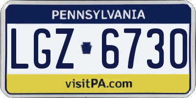 PA license plate LGZ6730