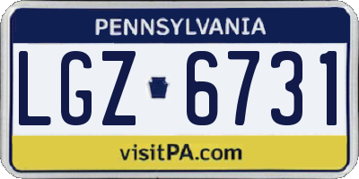 PA license plate LGZ6731