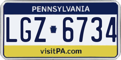 PA license plate LGZ6734