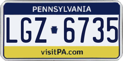 PA license plate LGZ6735