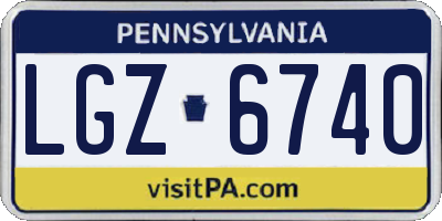 PA license plate LGZ6740