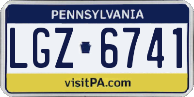 PA license plate LGZ6741