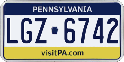 PA license plate LGZ6742