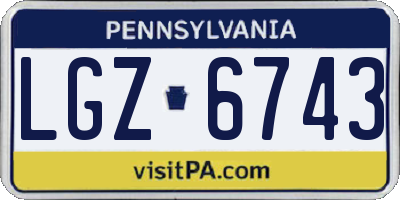 PA license plate LGZ6743