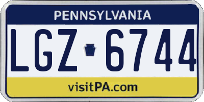 PA license plate LGZ6744