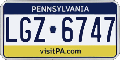 PA license plate LGZ6747