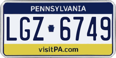 PA license plate LGZ6749
