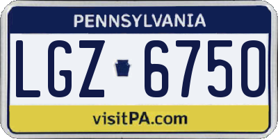PA license plate LGZ6750