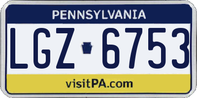 PA license plate LGZ6753