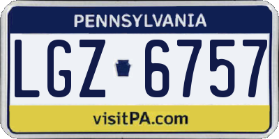 PA license plate LGZ6757