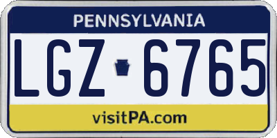 PA license plate LGZ6765