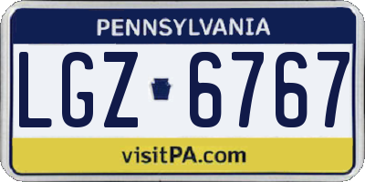 PA license plate LGZ6767