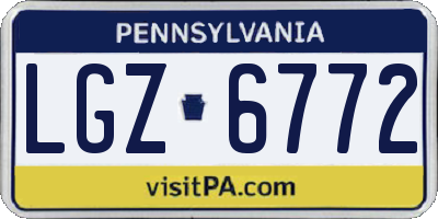 PA license plate LGZ6772