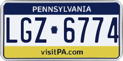 PA license plate LGZ6774